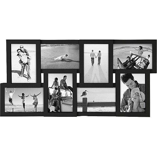 Malden 8Opening Wood Puzzle Collage Picture Frame, Black, 4" x 6" at