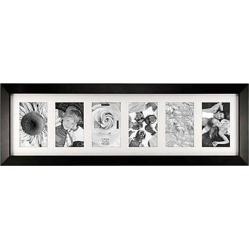 Malden Berkeley 6Opening Wood Picture Frame, Black, 4" x 6" at Staples