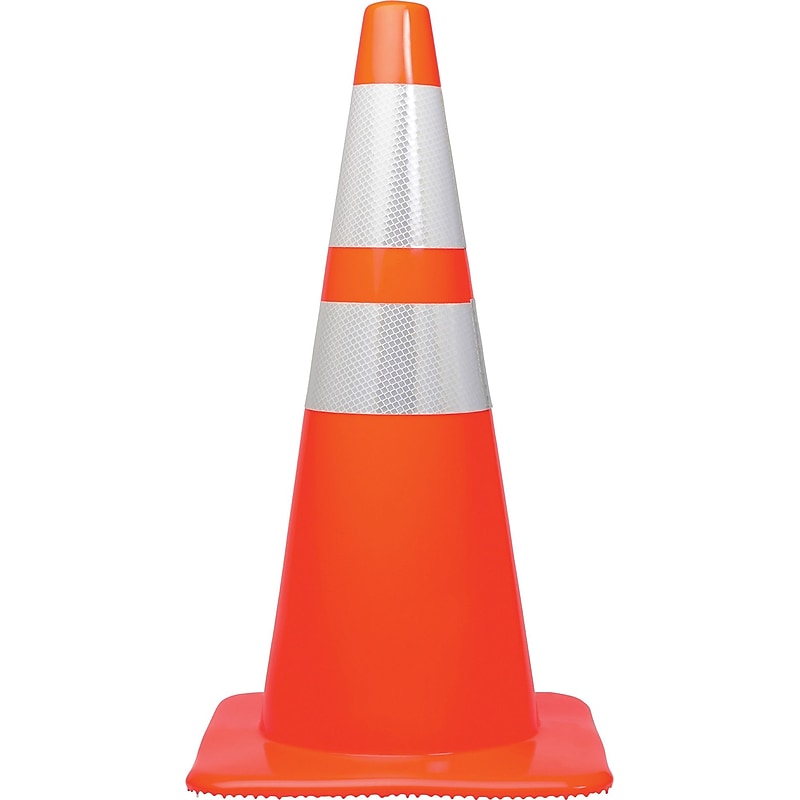 Tatco 28"H Reflective Traffic Cone, Silver (TCO25900) image 1