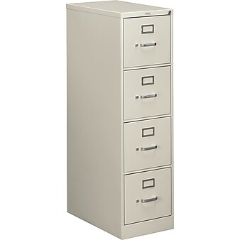 HON 510 Series 4-Drawer Vertical File Cabinet, Letter Size, Lockable, 51.97"H x 15"W x 25"D, Light Gray (HON514PQ)