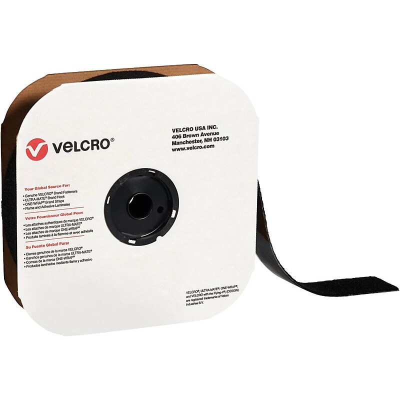 Velcro Loop Only Tape 2" x 75' Sticky Back Hook & Loop Fastener, Black, Roll (VEL138) image 1