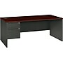 HON® 38000 Series Left Pedestal Desk 72"W, Mahogany/Charcoal, 29 1/2"H x 72"W x 36"D~#|#~s0932749_sc7