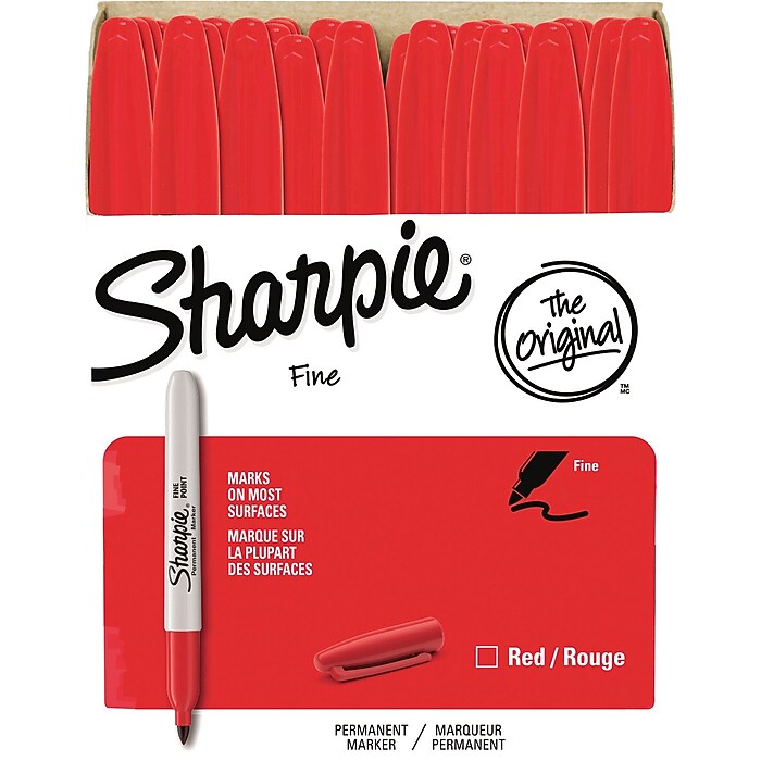 Sharpie Permanent Markers, Fine Tip, Red, 36/Pack (1920937