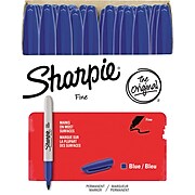 Sharpie Permanent Markers, Fine Tip, Blue, 36/Pack (1920932)