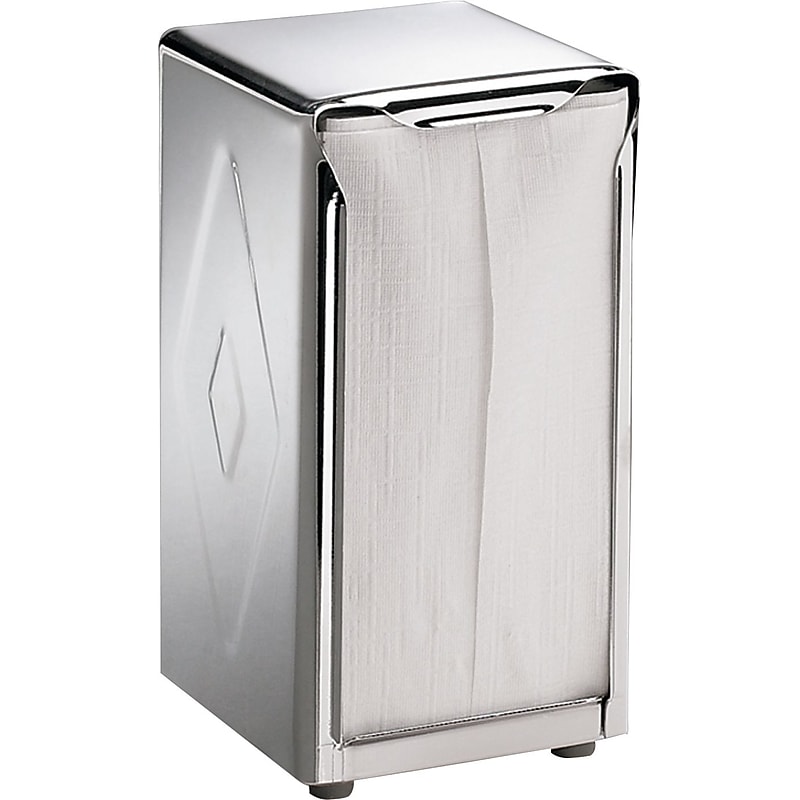 Tabletop Napkin Dispenser, Tall Fold, 3 3/4 x 4 x 7 1/2, Capacity: 150, Chrome image 1