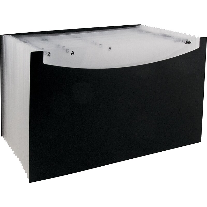 21-Pocket Stand-Up Design Expanding File,  12" Exp.,  Legal,  15 x 9 1/4, Black (CLI48221) image 1