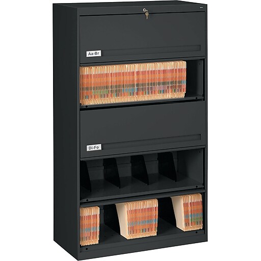 Tennsco Closed Fixed Shelf Lateral File, Black, 5Shelf, 63 1/2"H Staples