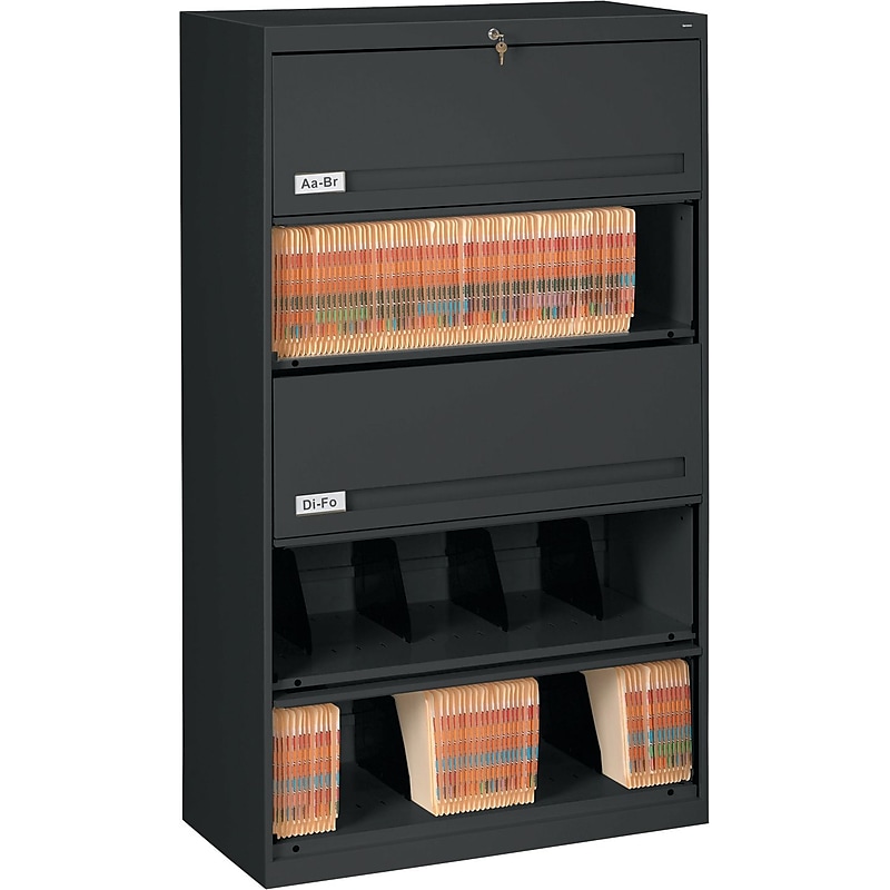 Tennsco Closed Fixed Shelf Lateral File, Black, 5-Shelf, 63 1/2"H image 1