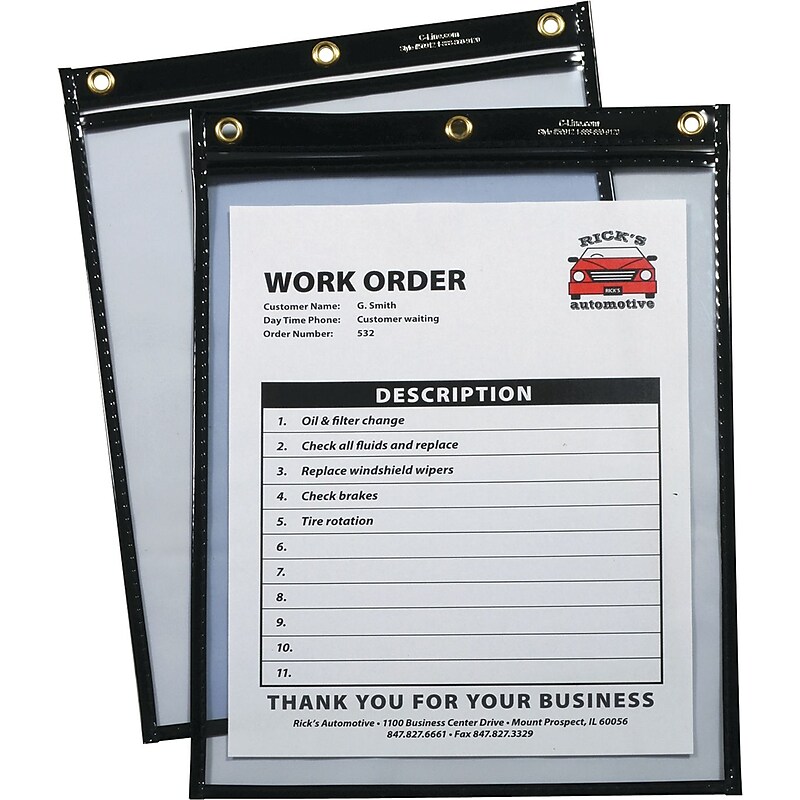 Heavy-Duty Super Heavyweight Plus Shop Ticket Holders, 12" x 9", Black, 15/Bx (CLI50912) image 1