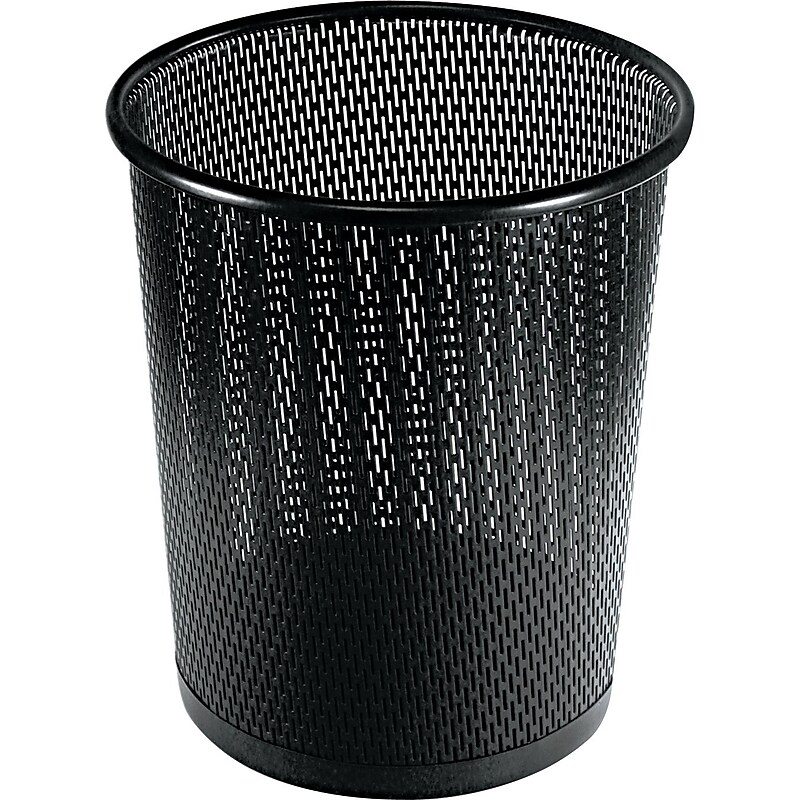 Urban Collection Punched Metal Wastebin, 595.82 Ml, Steel, Black Satin, 9"dia image 1