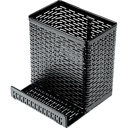 Urban Collection Punched Metal Pencil Cup W/cell Phone Stand, 3 1/2 x 3