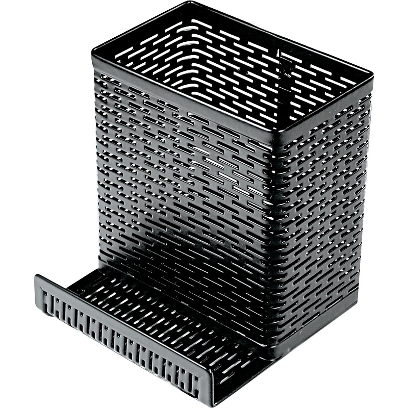 Urban Collection Punched Metal Pencil Cup W/cell Phone Stand,  3 1/2 x 3 1/2 x 4 image 1