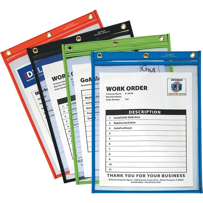Heavy-Duty Super Heavyweight Plus Shop Ticket Holders, 12" x 9", Assorted, 20/Bx (CLI50920) image 1