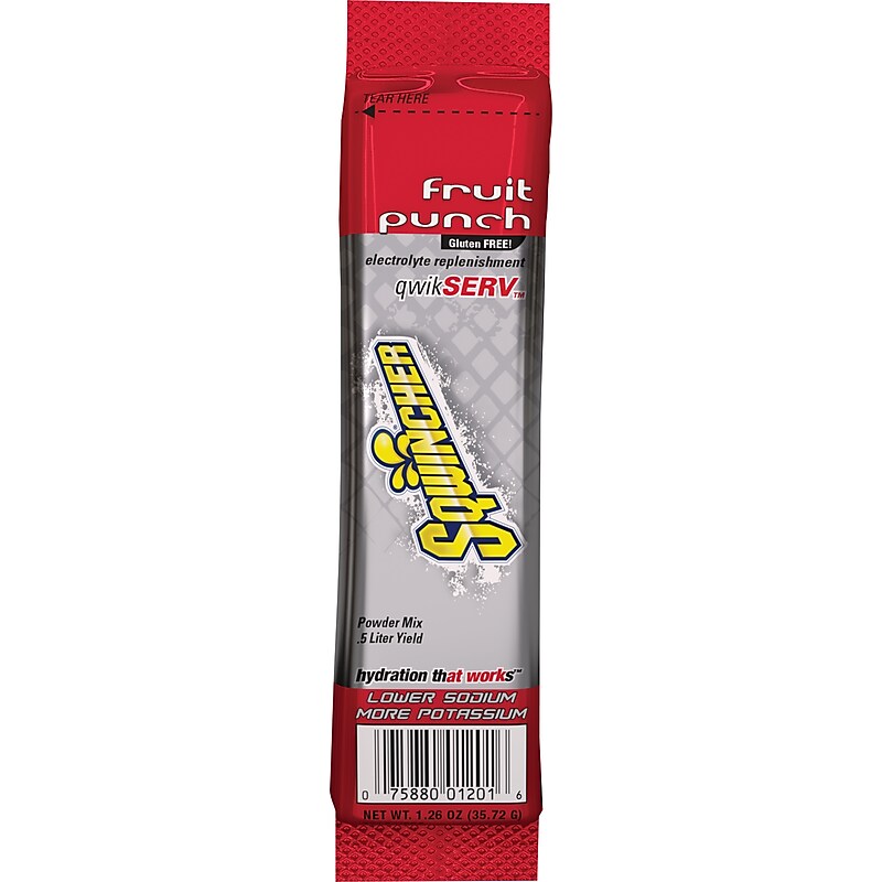 Sqwincher QwikServ Fruit Punch Powder Drink Mix, 16.9 oz., 8/Pack (060901-FP) image 1