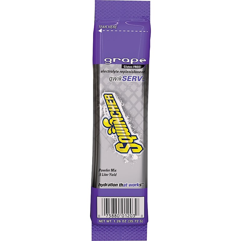 Sqwincher QwikServ Grape Powder Drink Mix, 16.9 oz., 8/Pack (060904-GR) image 1