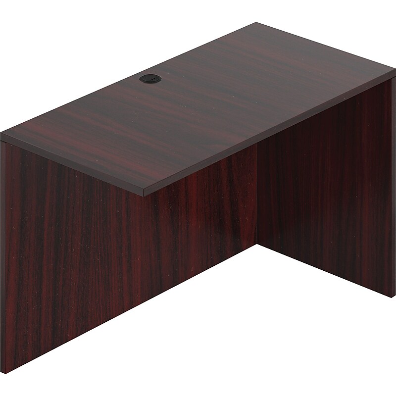 Offices To Go Superior Laminate Desking Reversible Return Shelf for Desks, Mahogany, 29.5"x48"x24" image 1