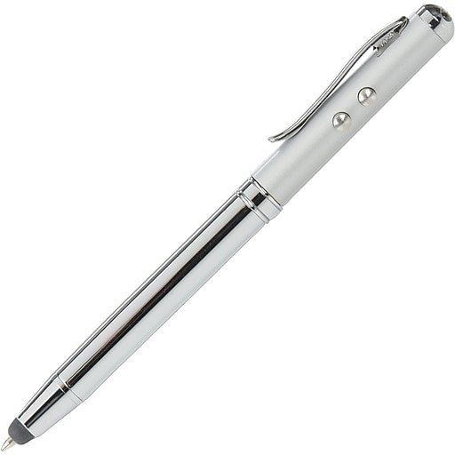 Quartet 4-In-1 Laser Pointer with Stylus, Pen and LED Light, Projects 984  Feet, Silver