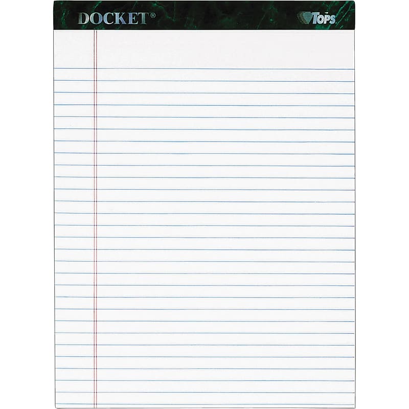 TOPS Docket Writing Pad, 8-1/2" x 11-3/4", Legal Ruled, White, 50 Sheets/Pad (63416) image 1