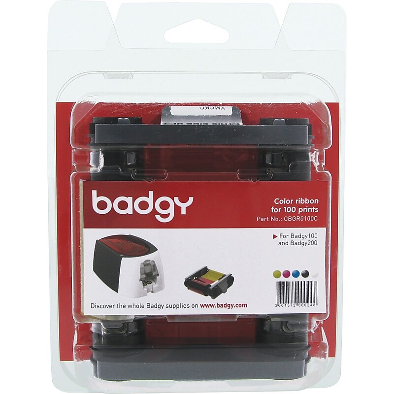 Badgy Color Ribbon for Badgy 100/200 Printers, YMCKO, Yields Approximately 100 Prints (CBGR0100C) image 1