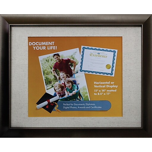 Victory Light 11" x 14" Bronze Document Frame with Linen Mat VS2982I