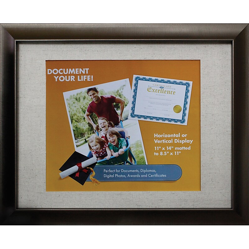 Victory Light 11" x 14" Bronze Document Frame with Linen Mat VS2982I.114 image 1