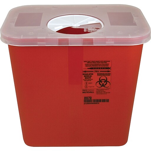 Covidien Sharps Plastic Container, 2Gallon Container with Rotor Lid