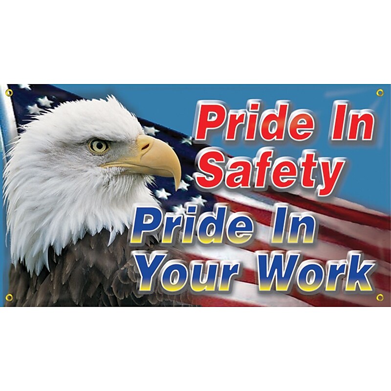 Accuform Safety Banner, PRIDE IN SAFETY PRIDE IN YOUR WORK, 28" x 48", Reinforced Vinyl (MBR420) image 1