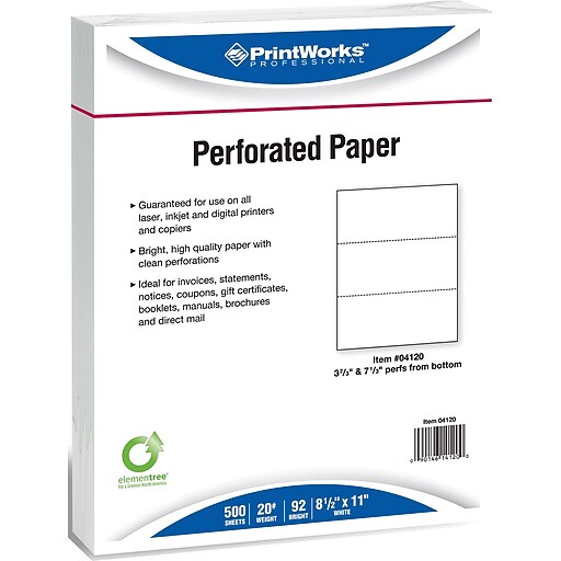 Printworks® Professional 8 1/2" x 11" 20 lbs. Perforated 3 ...