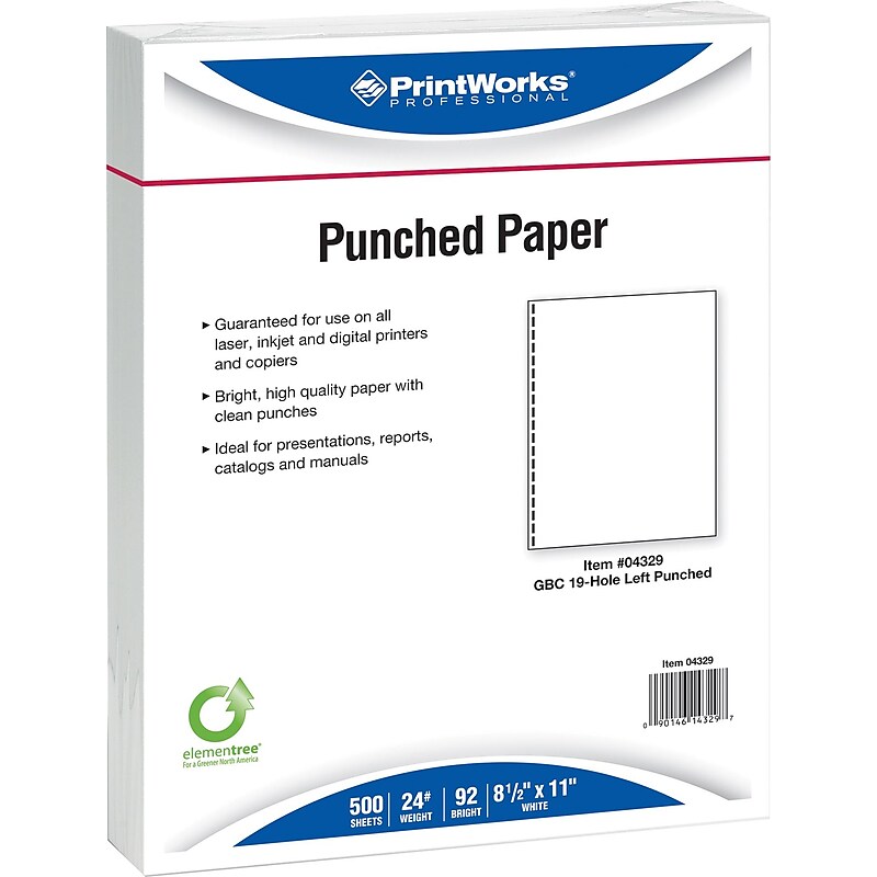 Printworks Professional 8 1/2" x 11" 19 Hole Punch Business Paper, 24 lbs., 2500/Case (04329) image 1