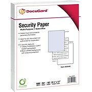 DocuGard® 24 lbs. Standard 2 Features Multi-Purpose Security Paper, 8 1/2" x 11", Blue, 2500 Sheets