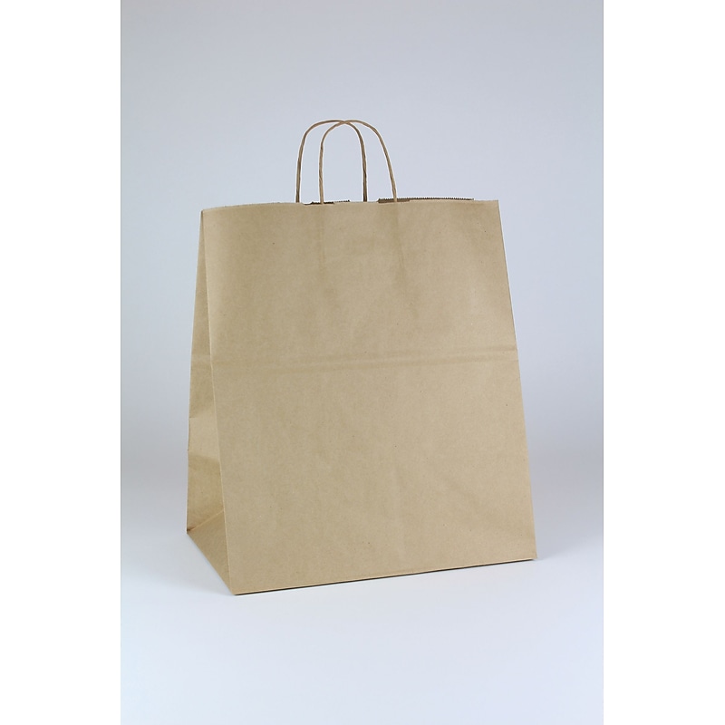Take Home Shopper 16.25" x 14" x 9.5" Kraft Paper Shopping Bags, Brown, 200/Carton (BGS107K) image 1