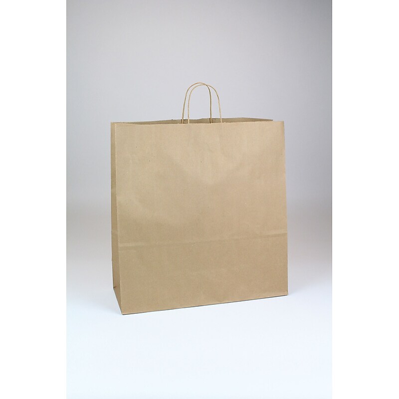 Jumbo Shopper 18" x 18" x 7" Kraft Paper Shopping Bags, Brown, 200/Carton (KRAFT18718) image 1