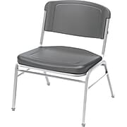 Iceberg Rough N Ready Series Big & Tall Stacking Chair, Plastic, Charcoal, Seat: 24"W x 20"D, Back: 24"W x 18"H, 4/Ct