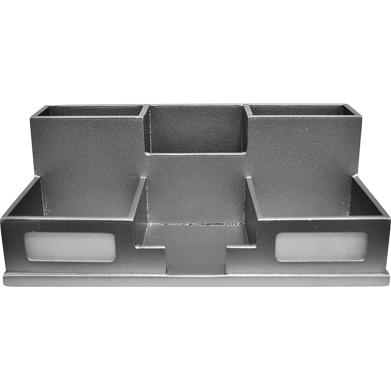 Victor Technology Wood Desk Organizer with Smart Phone Holder, Classic Silver, 5.5" x 10.4" x 3.5" image 1