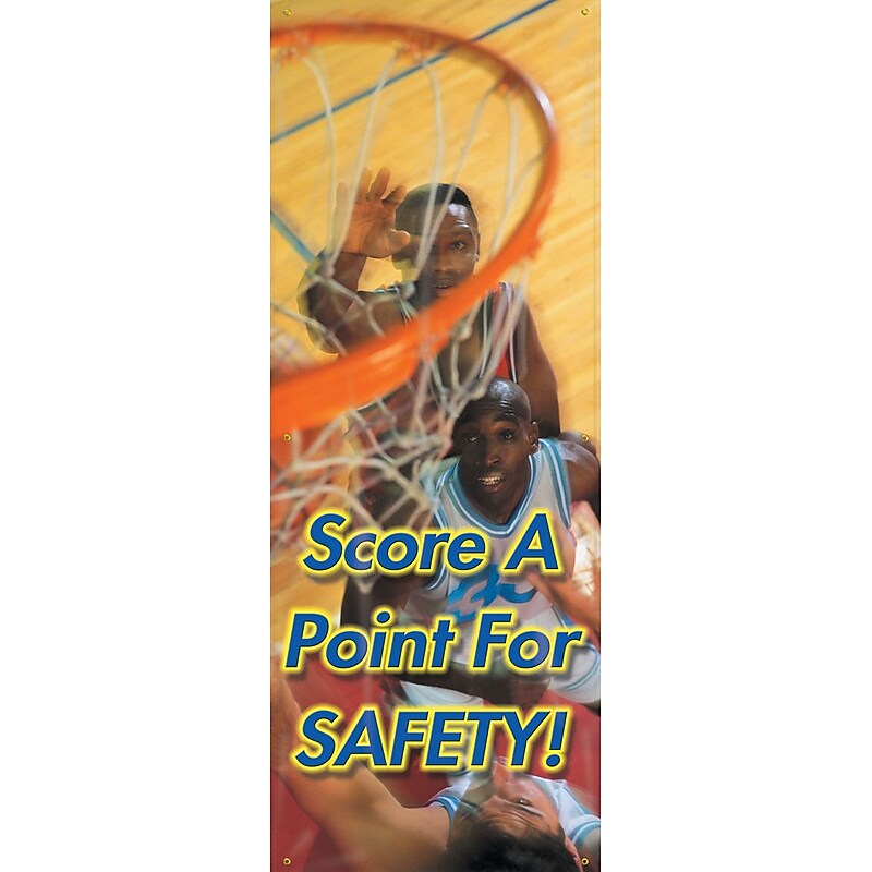 Accuform Vertical Banner, SCORE A POINT FOR SAFETY!, One-Sided, 74"x28", Reinforced Vinyl (MBR618) image 1