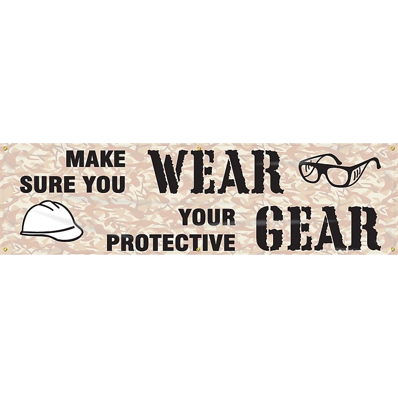 Accuform Motivational Banner, MAKE SURE YOU WEAR YOUR PROTECTIVE GEAR, 28"x8', Vinyl (MBR867) image 1