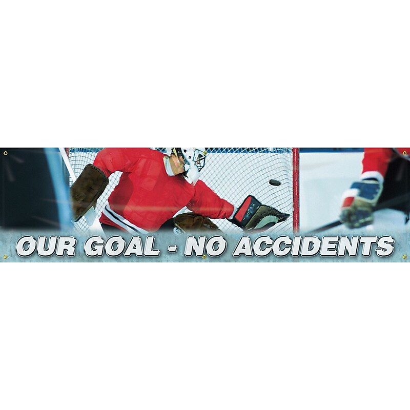 Accuform Motivational Safety Banner, OUR GOAL - NO ACCIDENTS, 28" x 8', Reinforced Vinyl (MBR838) image 1