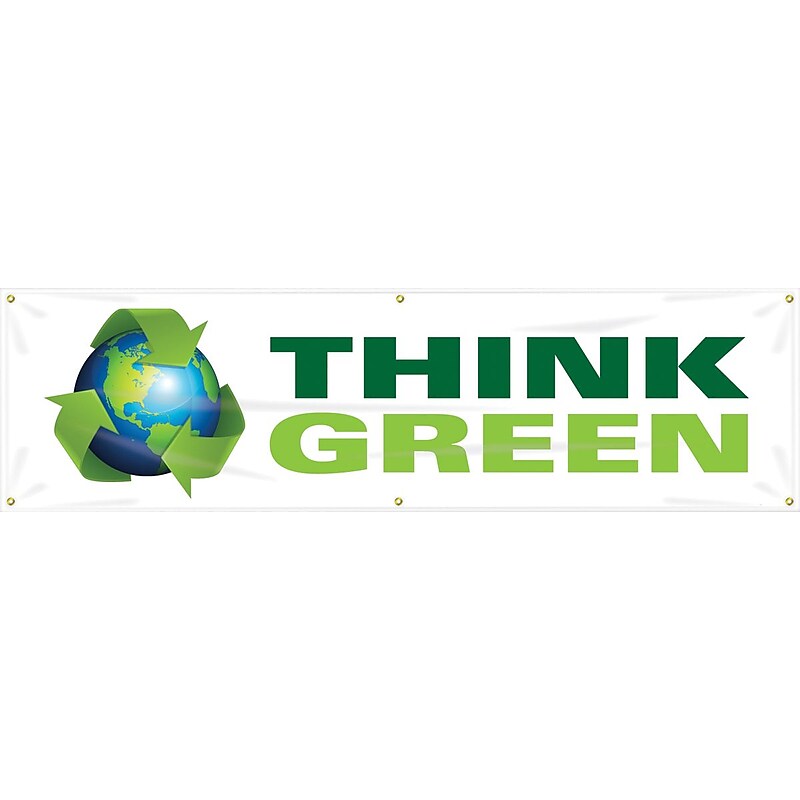 Accuform Motivational Safety Banner, THINK GREEN, 28" x 8', Reinforced Vinyl (MBR702) image 1