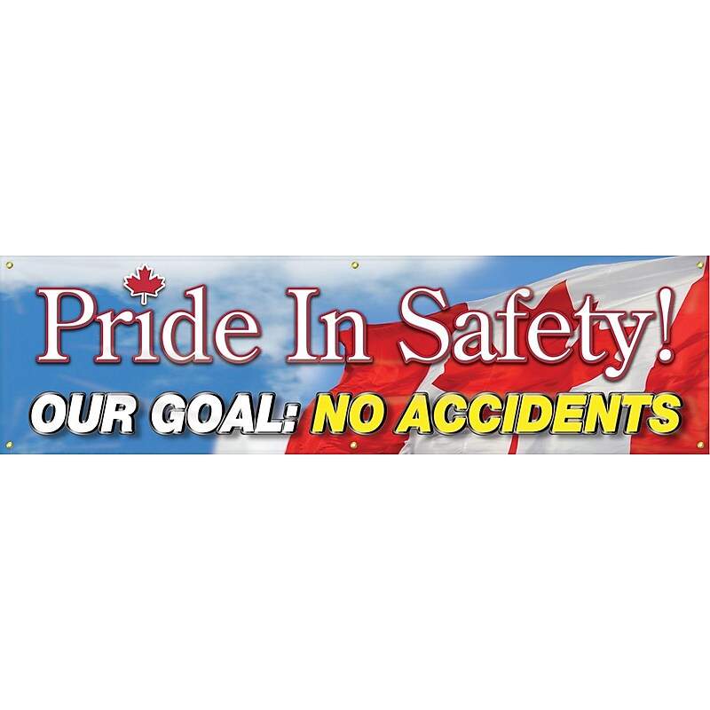 Accuform Motivational Banner; PRIDE IN SAFETY! GOAL: NO ACCIDENTS, 28"x8', Vinyl (MBR890) image 1