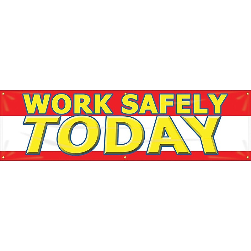 Accuform Motivational Safety Banner, WORK SAFELY TODAY, 28" x 8', Reinforced Vinyl (MBR825) image 1