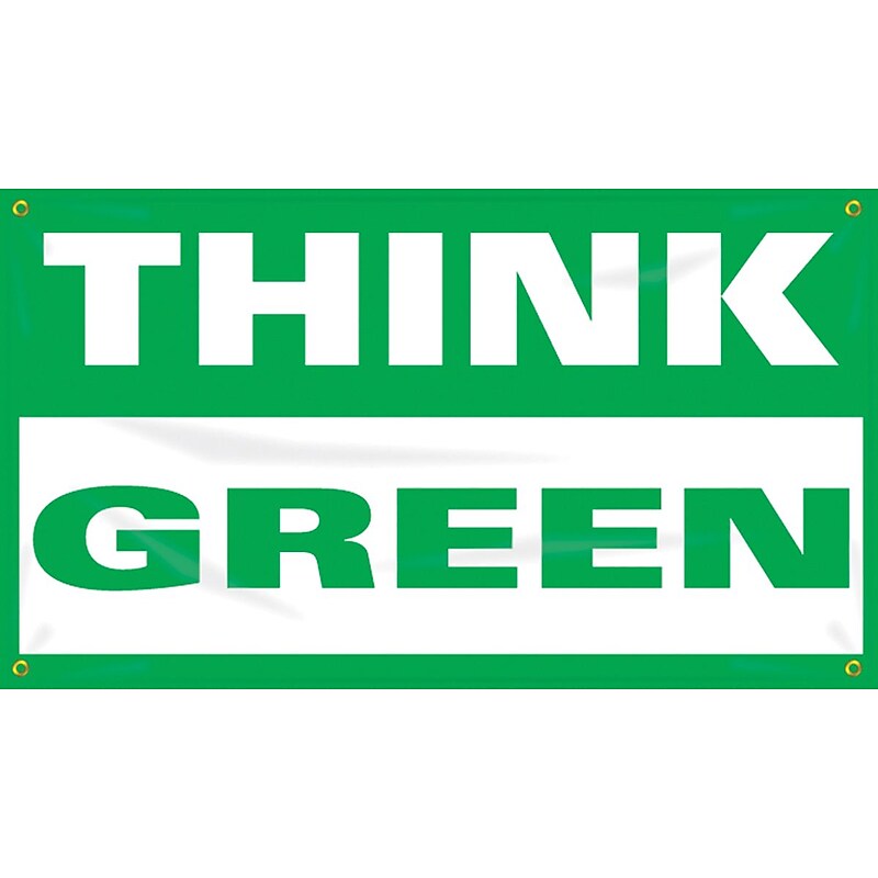 Accuform Motivational Safety Banner, THINK GREEN, 28" x 4', Reinforced Vinyl (MBR464) (MBR464) image 1