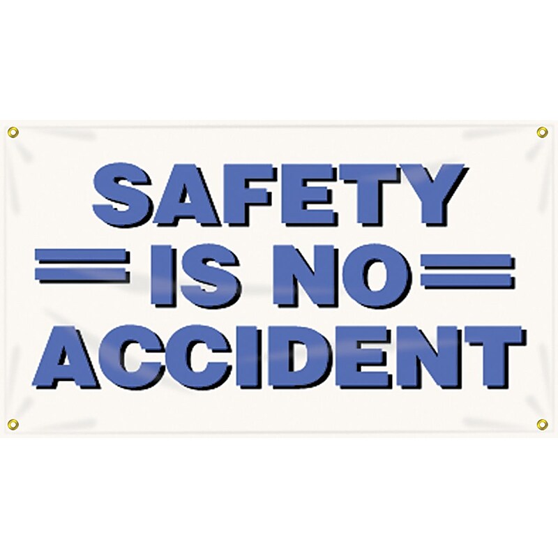Accuform Motivational Safety Banner, SAFETY IS NO ACCIDENT, 28" x 4', Reinforced Vinyl. (MBR410) image 1