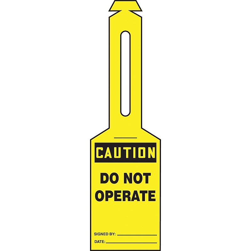 Accuform Loop 'n Strap Tags, CAUTION DO NOT OPERATE, Plastic, 25/Pack (TAL312) image 1
