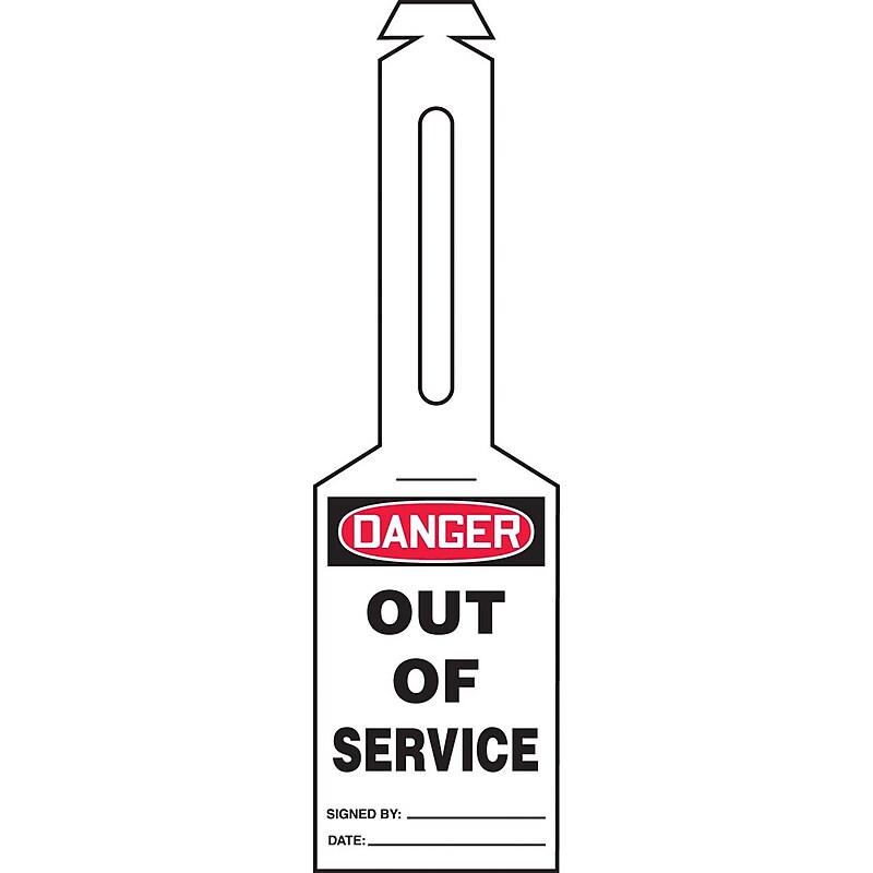 Accuform Loop 'n Strap Tags, DANGER OUT OF SERVICE, Plastic, 25/Pack (TAL354) image 1