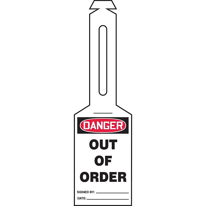Accuform Loop 'n Strap Tags, DANGER OUT OF ORDER, Plastic, 25/Pack (TAL308) image 1
