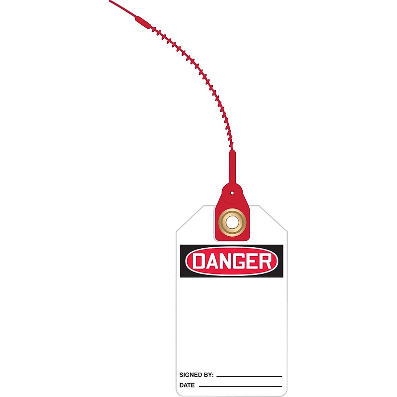 Accuform Loop 'n Lock Tie Tags, DANGER (BLANK), RP-Plastic, 10/Pack (TAK615) image 1