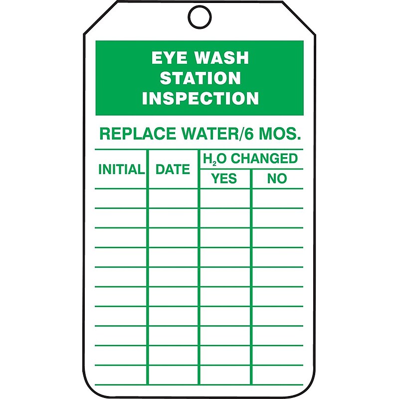 Accuform Safety Tag, EYE WASH STATION INSPECTION, 5¾" x 3¼", PF-Cardstock, 25/Pack (TRS245CTP) image 1