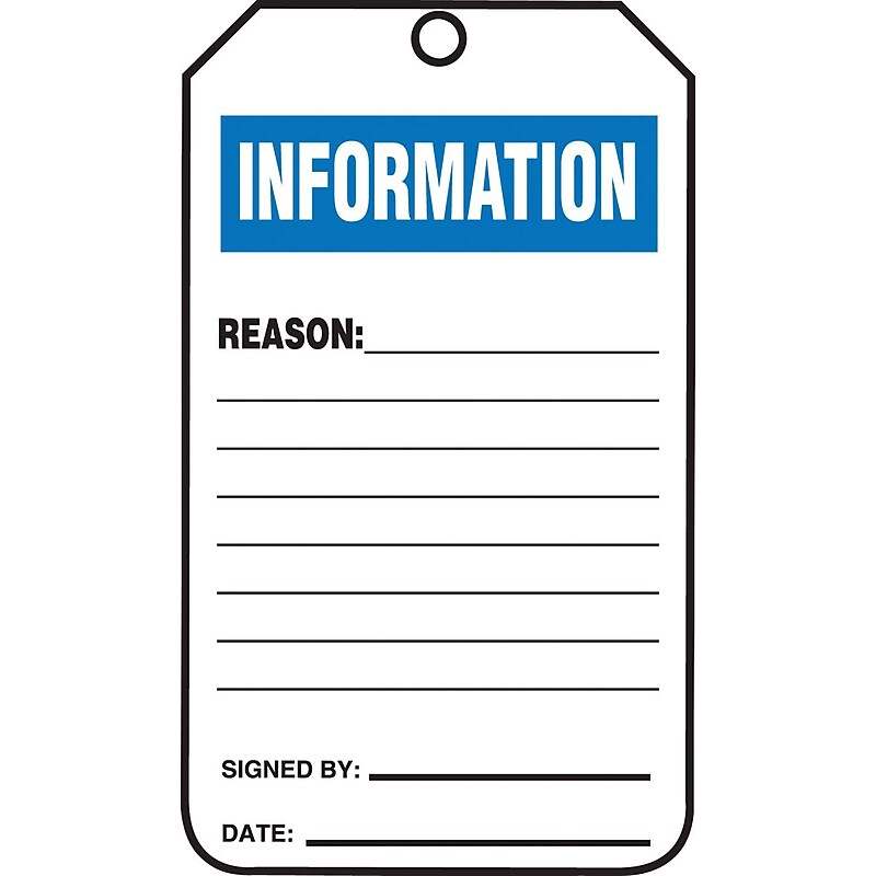 Accuform Safety Tag, INFORMATION, 5 3/4" x 3 1/4", RP-Plastic, 25/Pack (TRS241PTP) image 1