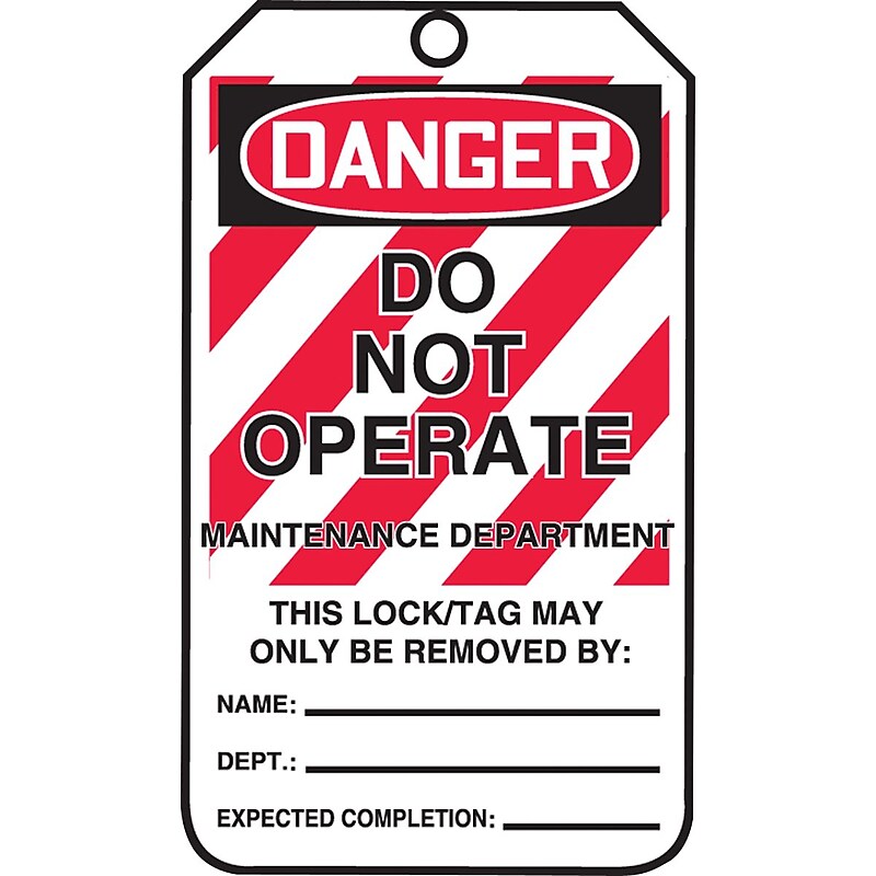 Accuform Safety Tag, DANGER DO NOT OPERATE-MAINTENANCE DEPARTMENT, 5¾"x3¼", RP-Plastic, 25/Pack (MLT401PTP) image 1