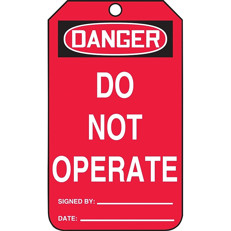 Accuform Safety Tag, DANGER DO NOT OPERATE, 5 3/4" x 3 1/4", RP-Plastic, 25/Pack (MDT250PTP) image 1